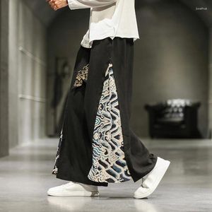 Этническая одежда Бжаска с пряжкой широкие брюки для ног мужчины с традиционным ханфу традиционным хараджуку.