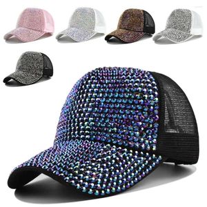 Ball Caps Pamuk Rhinestones Beyzbol Moda Ayarlanabilir Lüks Şapkalar Kadınlar için Nefes Alabilir Parlak Mesh Kapağı