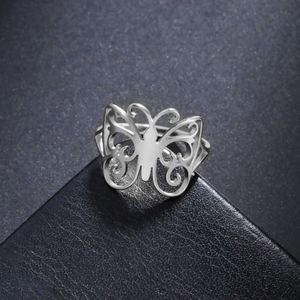 Anéis de casamento Skyrim Butterfly Ring Women Women Aço inoxidável cor de ouro boêmio anéis de dedo de animais KPOP Jóias de casamento no presente