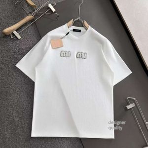 Miu designer t shirt bomull kortärmad t-shirt sommaren mäns casual polo skjorta män kvinnor överdimensionerad tröja 3d tryckning mode hip-hop kläder tee