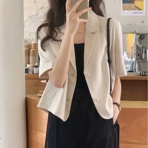 Women's Suits Blazers Fried Street Short sleeved Set Womens Thin Coat 2022 Summer New Korean Loose Short sleeved Casual Small SetL2405