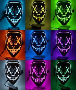 Halloween Light Up Mask LED NEON PURGE FACE 4MODES MODES CARNAVAL DE CARNABRADOR DO CELHO COSPLAY ST para homens Mulheres Lamy3750937