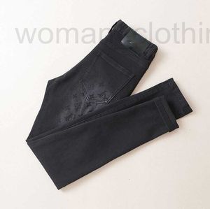 Mäns jeans designer Autumn New Black Printed Slim Fit Small Ben Jeans For Men's Versatile Slant Straight Ben Pants B45N