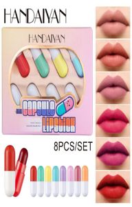 Haniyan Mini Kapsül Ruj 8 Renk Seti Hap Taşınabilir Ruj Mat Dudak Parlak Balsam Sevimli Chapstick Makeup261u3762342