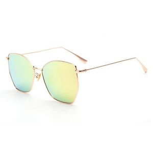 Modedesign kvinnor spegel polariserade solglasögon UV400 58-15 ljus oregelbunden metall rosguld mörka glasögon för RX-skyddsglasögon fullset design fodral