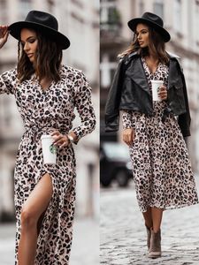 Robe Leopard Print Dress 2024 Designer New Long Dress Spela Kvinnors lyxiga sexiga långa klänningar för Woman Vestido