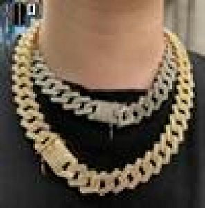 Hip Hop 1Set 20MM Gold Heavy Miami Prong Full Iced Out Paved Rhinestones Cuban Chain CZ Bling Rapper Necklaces For Men Jewelry J123557496