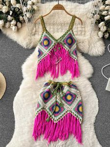 Vestido de duas peças Sirreiny Fashion Tassel Knit