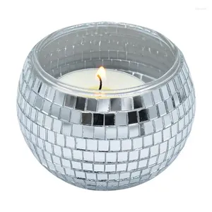 Titulares de vela Votivo Disco Glass Tealight Round Bowl Stand para a mesa de jantar Festa de aniversário Casamento