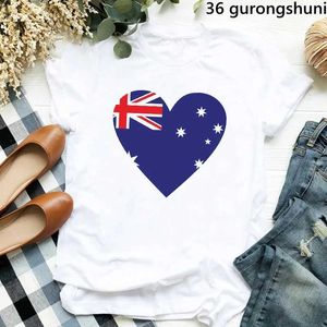 T-shirt femminile 2024 maglietta di moda estiva Femme Funny Australia Kangaroo Map Stampa Women Tshirt Harajuku Shirt Womens Thirt Tops Wholesale D240507