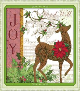 Julhjort Flower Forest Home Decor Målningar Handgjorda Cross Stitch Embrodery Nålarbetet räknade tryck på duk DMC 144687871