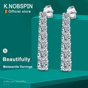 Stud KnoBSPIN D VVS1 Moissanite Pandent earrings suitable for womens wedding jewelry GRA s925 sterling silver plated 18k platinum Q240507