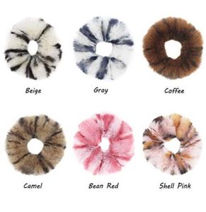 12 Farben Winter warm warmes Leoparden Kunstfell Kaninchen Haar -Risshaardekoration Elastic Ring Hair Binde Ponytailhalter Haarbänder 3575200