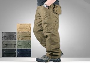 Men039s Cargo Calças Casual Mens Pão Multi -Pockets Militares Tactical Men Outwear Exército Flacks reta Long Trouser8367332