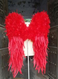 Grande lusso Bellissima Feather Red Angel Wings Cos Game Supply Party Stage Show Shooting Props Decorazioni di matrimonio EMS 9504113