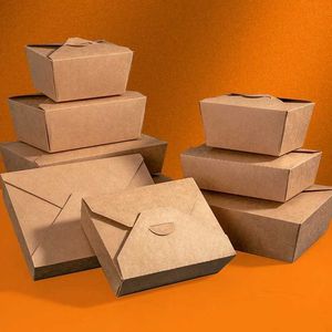 Disposable Dinnerware 10 disposable food storage containers packaging boxes takeout bento French Fry kitchen accessories kraft paper lunch Q240507