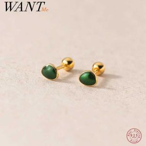 Stud wantme 925 prata esterlina exclusiva esmalte verde grãos pequenos brincos pequenos adequados para mulheres jóias perfuradas de bosques de bebê q240507