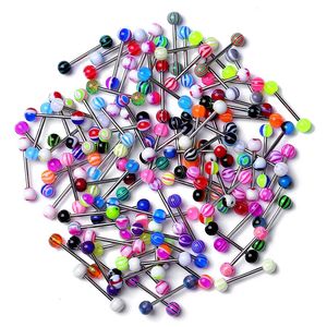 1020pc Acrylzunge Ring gemischte Farbe Edelstahl Piercing Langhantel Großhandel Frauen Sexy Körperschmuck Geschenk 240429