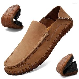 Casual Shoes Business Plus Size Frühlings- und Herbst Atmungsaktives Sehnenabfall Ein Pedal Loafer Weiches echtes Leder