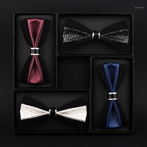 Laço gravata amarra de alta qualidade para homens de banquete de banquetes acessórios de camisa de terno de casamento da moda de couro de dupla camada de camada de duas camadas