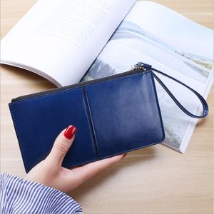 HBP New Fashion Women Women Office Lady Pu Leather Long bolsa embreagem zíper da carteira de negócios Boletim Big Capacidade carteira azul 301b