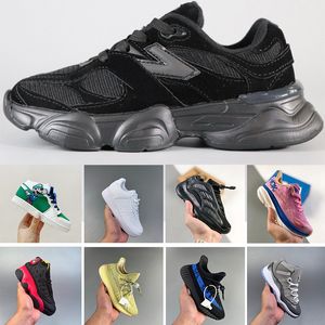 Barn löpskor designers basket sneaker glidskor mesh läder svart vit grön plattform andas gummi sporttränare 9060 2202r skor