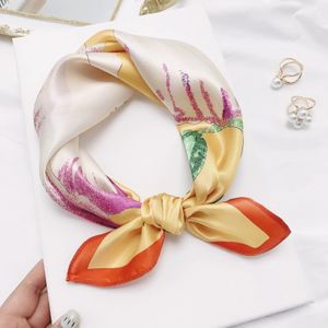 Square Silk Neckerchief 53x53cm Hangzhou Kerchief Wraps for Ladies Printed Bandana Hijabs 100% Real Neck Scarf 240429
