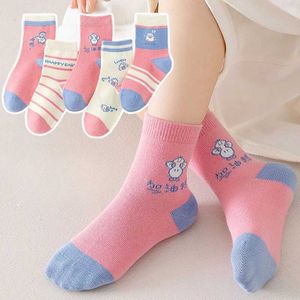 Детские носки 5pairs/lot Kids Носки для девочек мальчик для мальчика хлопок милый животный принт на открытые спортивные носки для весенних летних носков