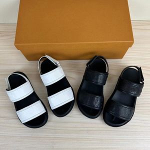 Kinder Leder Sandalen Kindermarke Designer Schwarzer weißer Teufel Aufkleber Kleinkind Slipper Jungen Athleisure Schuhe Flip-Flops