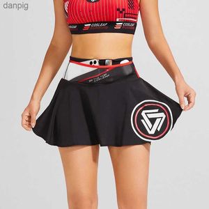 Skirts High Waist Pleated Skirt Gym Fitness Running Soft Drawstring Women Sports Tennis Skirts Workout Skorts With Pockets Y240508