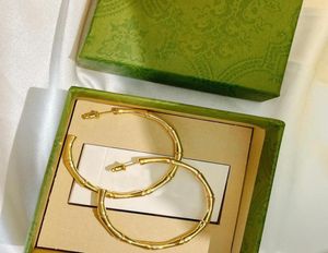 Projektant biżuterii srebrne bambusowe kolczyki dla kobiet złoty obręcz kolczyki duże koło luksusowe kolczyki buty akcesoria nowe pudełko 4908204