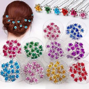 Hair Clips 20Pcs Metal U-shaped Hairpin Crystal Flower Bridal Tiara Jewelry Clip Fork Wedding Headpieces Stick Accessories