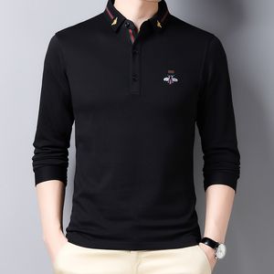 Projektant Nowe długie rękawy Mężczyźni Polo koszule swobodne marka biznesowa bawełna mężczyzn t koszule haft haftowy odzież męska