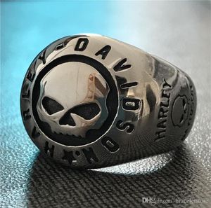 5pcslot Tamanho 713 Motorbiker Polish Skull Shield Ring 316L Aço inoxidável Cool Men Boys Motorcycles Skull Ring4488784