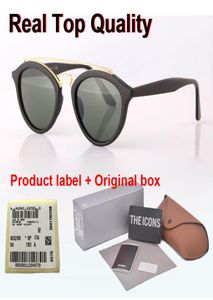 New到着4257 Cat Eyes Sunglasses Club Round Vintage Brand Designer Men Men Sun Glasses UV400 Glass Lens with Retail Full ACC8392033