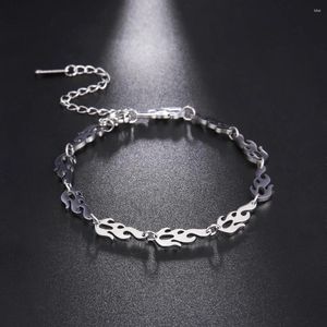 Link Bracelets Punk Flame Charm Bracelet Stainless Steel Men's And Women's Personality Chain Minimalist Accessories Fashion Hip Hop
