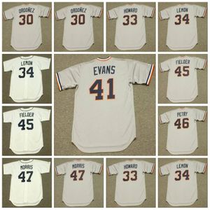 Detroit Vintage Baseball Trikot 30 Magglio Ordonez 1980er Jahre 33 Frank Howard 1972 34 Chet Lemon 41 Darrell Evans 45 Cecil Fielder Dan 247o