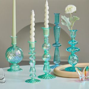 Titulares Floriddle Convertível cônico Candelas de vidro Candlesticks para decoração de casa Decoração de casta Decoração do vela Veluladora