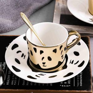 Tazze da 250 ml ceramica leopardo anamorfico specchio riflesso tigre zebra tazza di tè da tè con bocchettes 252v 252v
