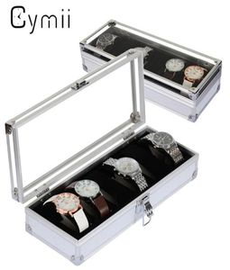 CYMII Watch Box Case 6 Grid Insert Slots smycken Watches Display förvaringslåda Fodral Aluminium Titta på smycken Decoration4708939