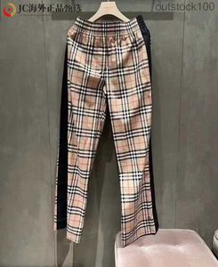 Top Level Buurberlyes Designer Pants for Women Men Classic Plaid Side Black White Stripe Pants Spliced Casual Pants Mens Wide Leg Pants Womens with Original Logo