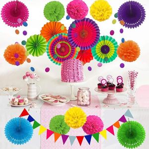 Party Decoration 20pcs Birthday Decor Handmade Paper Flower Reusable Home Baby Shower Set Fan Hanging