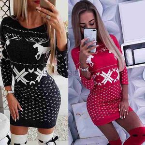 Lässige Kleider Designer -Kleid Herbst Weihnachtsfest Digitale Print enge Hanf Wickelte Weihnachtskleid Langarmed Slimming Damen Short Rock Plus Size Kleider