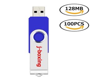 Синие вращающиеся USB -флэш -накопители 100 лотов 128 МБ поворотные USB 20 металлические патроны ручки