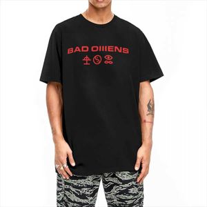 Мужские футболки Bad Omen Harajuku Футболка мужская музыкальная музыка Y2K Retro 100% хлопковая футболка летняя руга