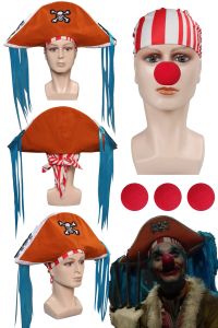 Şapkalar anime canlı aksiyon tv tek parça Buggy cosplay fantasia korsan şapka şapka head bandı aksesuarı cadılar bayramı karnaval parti kıyafetleri