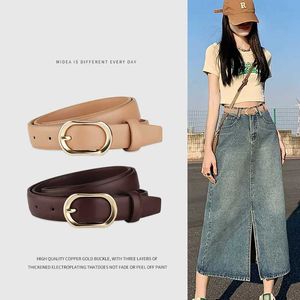 Belts Womens belt simple and versatile summer slim belt Korean version Instagram fashion jeans with black decoration for women Y240507