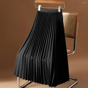 Skirts High Waist A-line Skirt Casual Women Elegant Women's Maxi With Elastic Design For Work