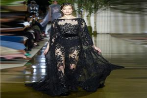 Black See Through Lace Party Dress Bateau Sashes SweepTrain Evening Dresses New Fashion Prom Gown Fast Sexy Dress3733366