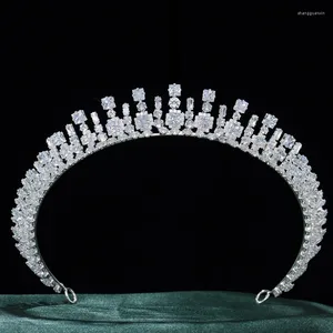 Clip per capelli Accessori per matrimoni Tiara di colore argento e corone CZ Zirconia Banca per i regali di compleanno Brides Gioielli da sposa